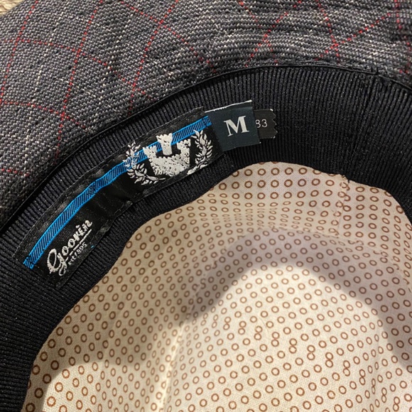 Goorin Bros Fedora in Grey with Burgundy and White Hatching - Like New, Size M - Picture 7 of 8